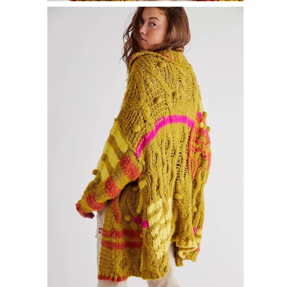 Free People Day’s Dawn Chunky Knit Boho Open Front Slouchy Fit Cardigan Size XS